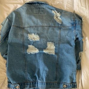 oversized, distressed, denim jacket